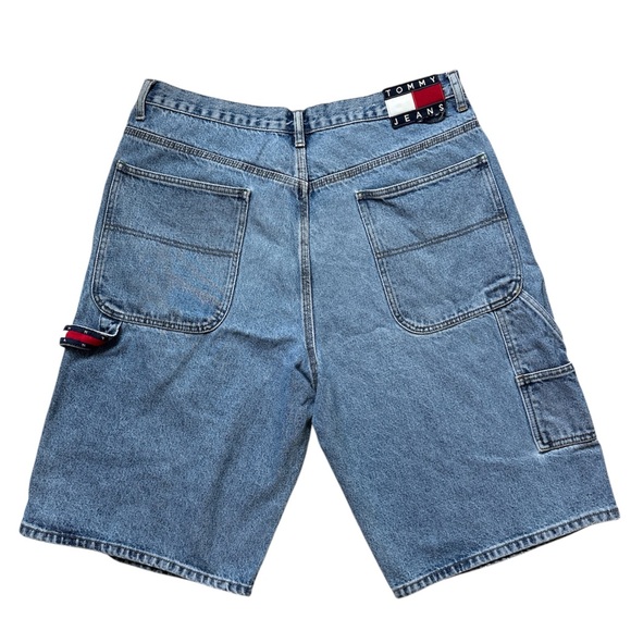 TOMMY HILFIGER VINTAGE Y2K 90S BAGGY DENIM JORTS JEAN SHORTS TOMMY JEANS SIZE 36 - Picture 1 of 6